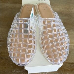 NWT A New Day Clear Grid Jelly Slip-On Mules - Women